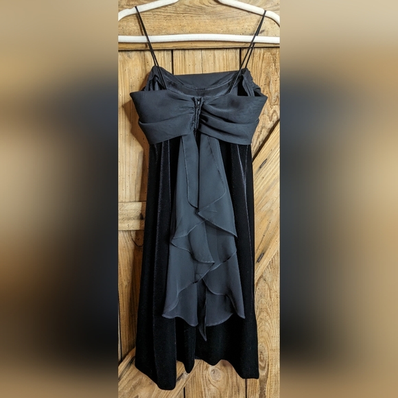 Vtg Betsy & Adam Velvet chiffon Dress Black Size 3/4 Spaghetti straps Zipper W-1 - Picture 10 of 15